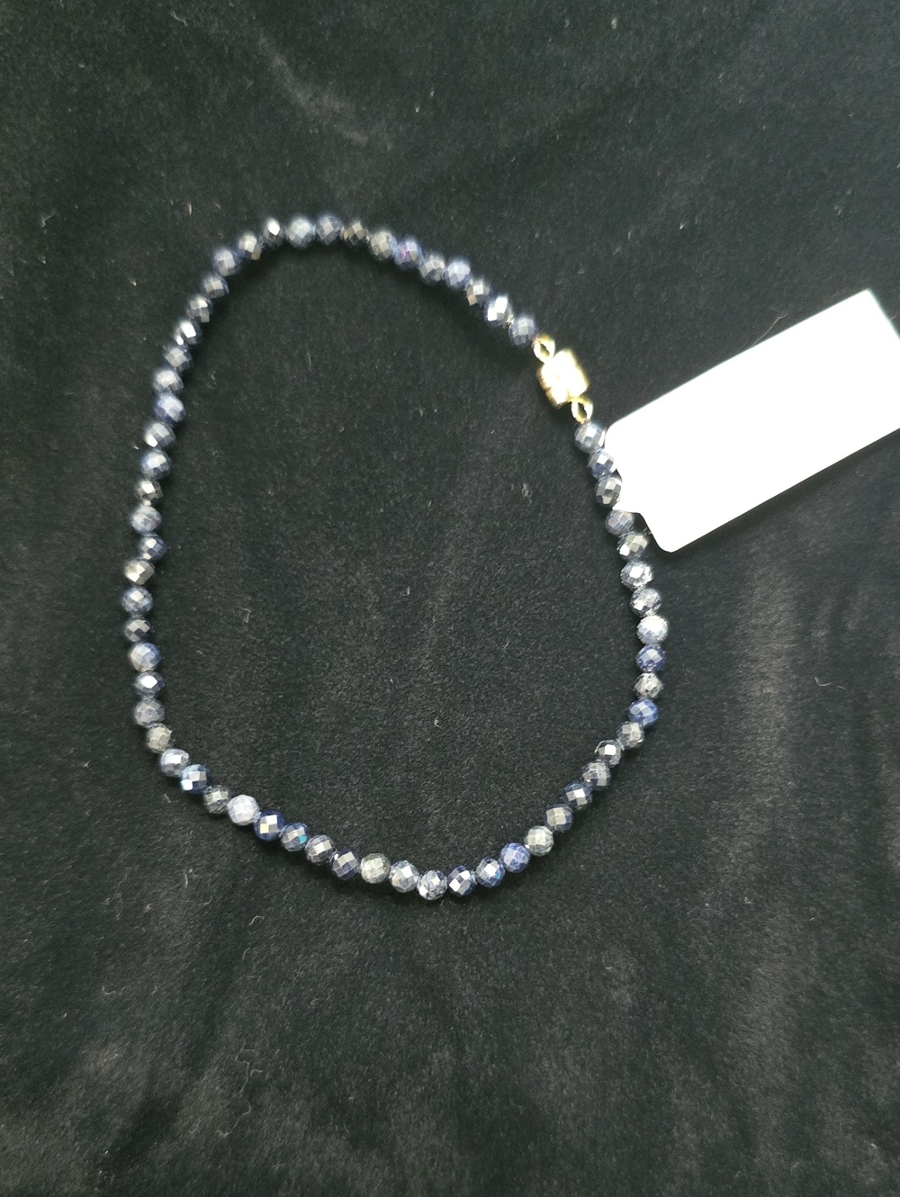 Faceted Navy Blue Beaded Bracelet with Gold Clasp